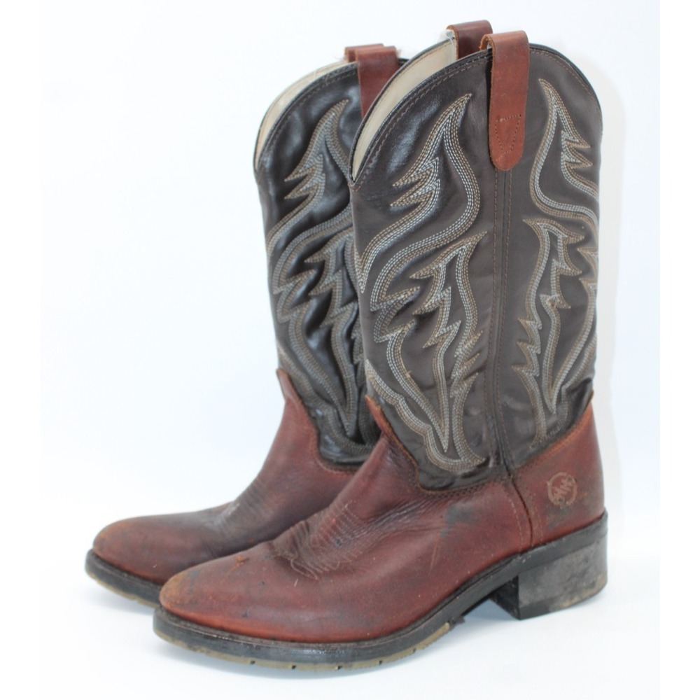 Double H Cowboy Boots Mens Size 8.5 D Western Work Brown Black Leather